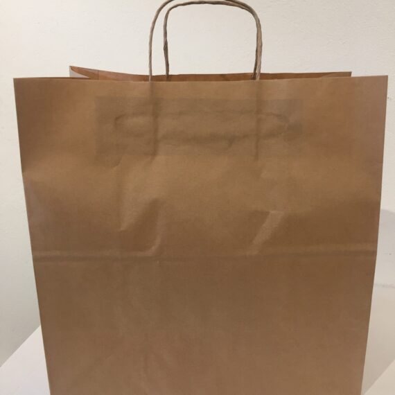 BOLSA KRAFT CUADRADA CON MANIJA  /  50 unds