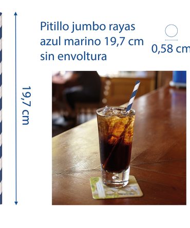 Jumbo 19,7 cm Rayas Azul Marino sin envoltura CAJA X 600